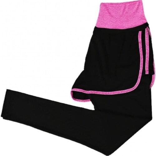 Woman High Waist Elastic Sport Yoga Pants False Two Piece Quick-drying Leggings New Fashion Classic Fake Two Pieces Yoga Pants