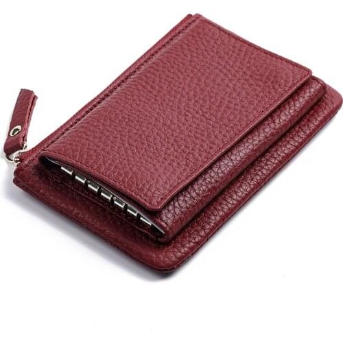 First layer genuine leather women 3-folded zipper key ring bag wallet