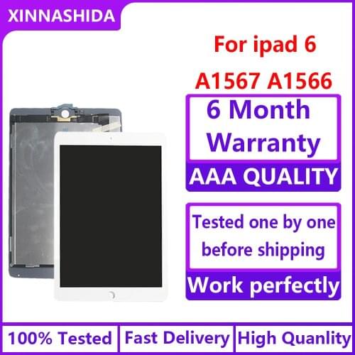 For Apple iPad 6 Air 2 A1567 A1566 9.7'' 100% AAA+ Grade LCD Display Touch Screen Digitizer Assembly For iPad 6 Air 2
