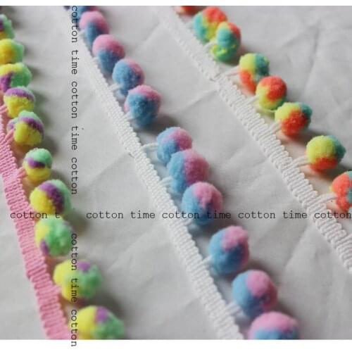 10yards Sewing Accessory Fringe pompom trim 1.5cm ball diameter 2.5cm wide trimming handmade materials,clothing accesory