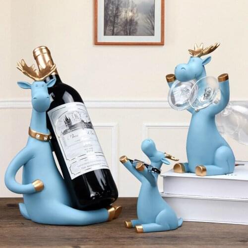 3pcs/set Elk Wine Racks Beer Holder Deer Miniature Figurines Standing Whiskey Red Wine Bottle Holder Cabinet for Wine Home Decor