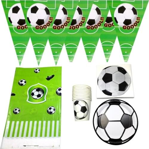 51PCS Football Theme Napkins Plates Boys Kids Favors Flags Baby Shower Banner Decorations Tablecloth Birthday Party Soccer Cups