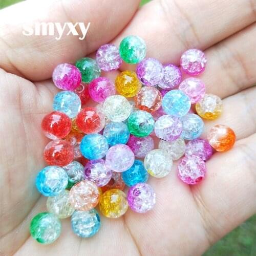 60pcs 8mm Dia Multicolor Acrylic Crackle Round Beads DIY Charm Necklace Bracelet Jewelry & Craft Making Accessories