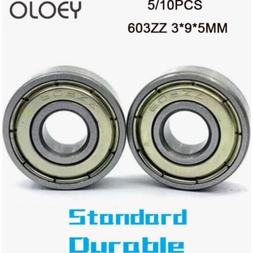 603ZZ 5/10pieces Bearing 3*9*5(mm) Corrosion Resistance ABEC-1 Metal Sealed Bearing Chrome Steel Bearing 603ZZ Bearings