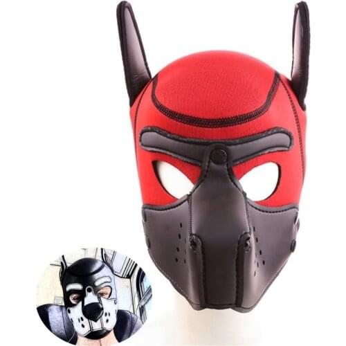 BDSM Gay Puppy Play Toys Rubber Dog Hood Fetish Slave Restraints Bondage Mask Hood Sex Toys for Men Gay Sex Shop Accessories