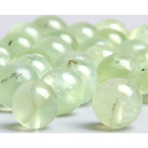 Natural Grade AA Prehnites raw crystal Genuine Natural Round Gem stone Loose Beads for jewelry making bracelet women handmade