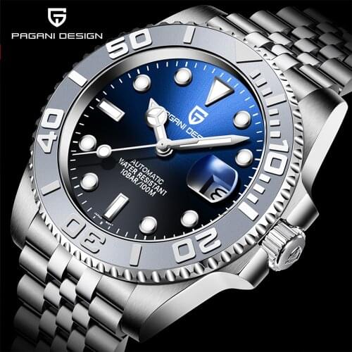 PAGANI DESIGN Mens Automatic Watches NH35A Movement Sapphire Luxury Mechanical Wristwatch 100M Waterproof Men Mekaniska klockor