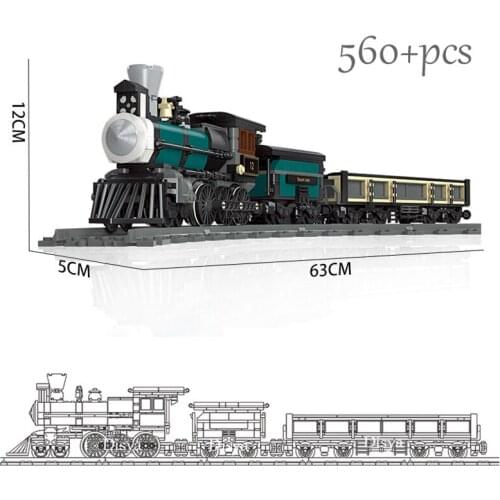 City Traffic Retro Steam Train Railway Model Building Blocks Simulation Locomotive Technical Brick Kids Toy Gifts for Children