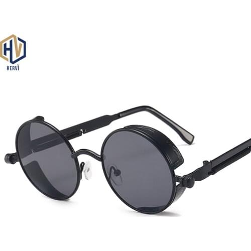 Classic Gothic Steampunk Sunglasses Women Brand Designer Vintage Round Metal Frame Sun Glasses Female Male High Quality UV400