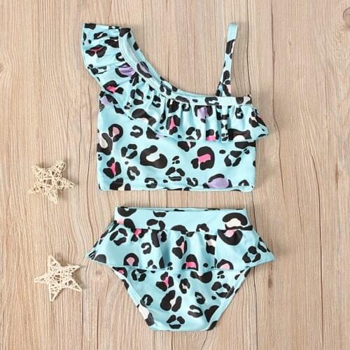 Baby Kids Girls Summer Leopard Printed Ruffle Bikini Swimwear Swimsuit Set Bikini 2020 Girl Swimsuit Kids Swimwear Summer