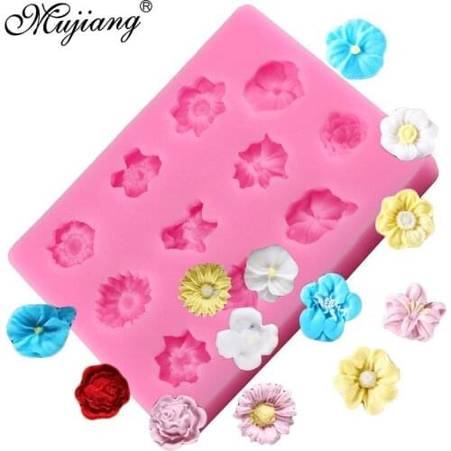 Mini Flower Silicone Molds Rose Daisy Flower Molds Fondant Candy Chocolate Clay Mold Cupcake Topper Cake Decorating Tools