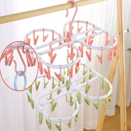 32 clips multifunctional circular bold foldable underwear drying rack new PP environmental protection drying rack