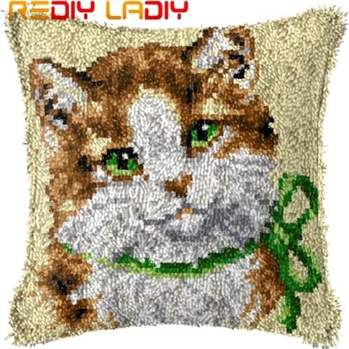 Latch Hook Kits Make Your Own Cushion Lovely Kitten Acrylic Yarn Crocheting Pillow Case Latch Hook Cushion Cover Hobby & Crafts