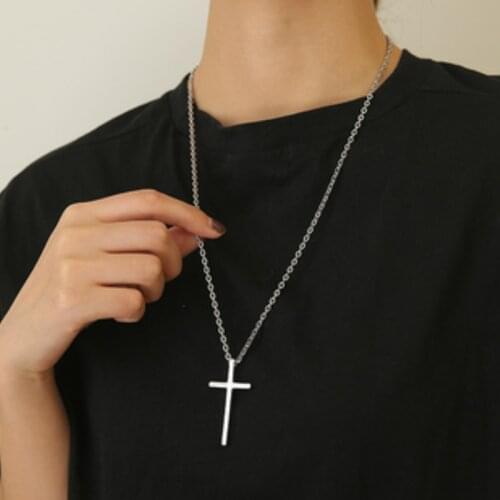 Punk Cross Pendant Necklace Zinc Alloy Necklaces Simple New Design Classic Black Long Chain Choker Men Women Necklace Jewelry