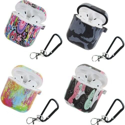 Camouflage Silicone Shockproof Protector Cover Case Carabiner For Airpods Case i10 i12 TWS Bluetooth Luminous Protector