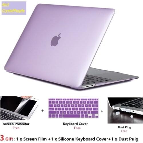 Crystal /Matte Laptop Case+Keyboard Cover+Screen Film+Dust Pulg For Apple Macbook Air Pro Retina Touch Bar 11 12 13 15 inchs