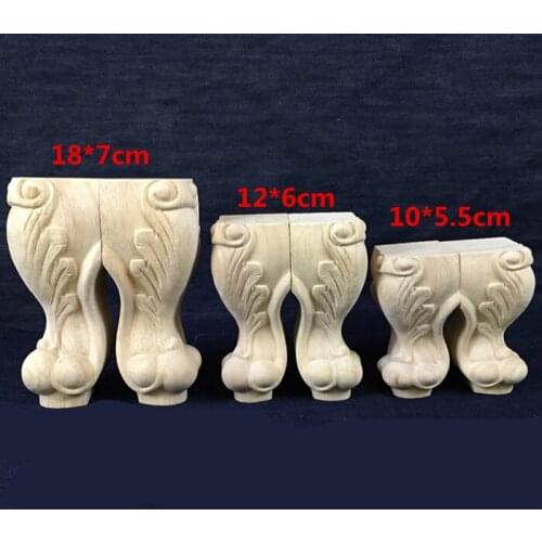 4PCS/lot 10x5.5cm European Style Solid Wood Carved Furniture Foot Legs TV Cabinet Seat Feets Sofa legs carved table legs