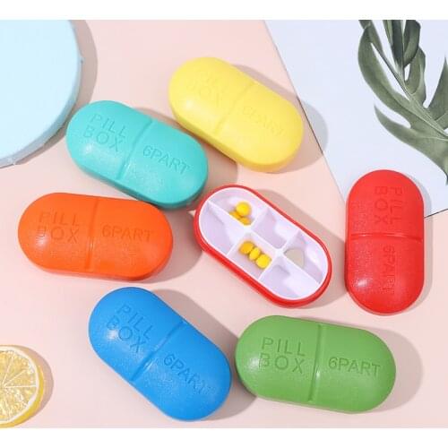Mini Pill Box Foldable Container Drug Tablet Storage Travel Case Holder Cute Plastic Pill Box 6 Grids Medicine Case