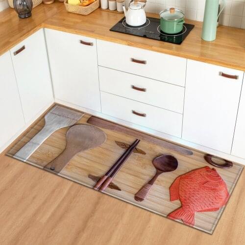 Modern Wood Grain Kitchen Mat Entrance Doormat Home Bedroom Floor Decoration Carpet Bathroom Hallway Balcony Anti-Slip Long Rugs