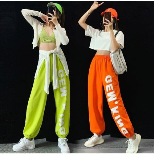 Streetwear Women Sweatpants 2021 Spring Korean Fashion Hippie Letter Print High Waist Wide Leg Pant Casual Loose Trousers B368
