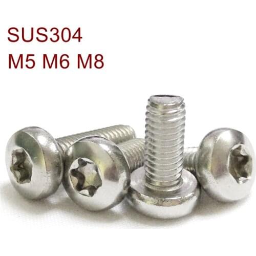 Stainless Steel A2 Round Head Torx Screw M5 M6 M8 SUS304 Six lobe Security head screws GB2672