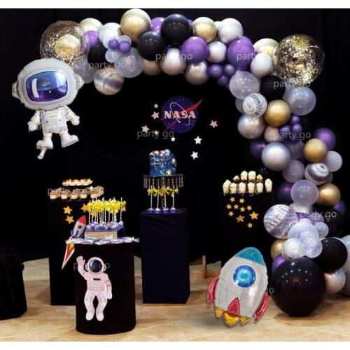 98pcs Spaceman Theme Balloon Garland Galaxy Outer Space Party Astronaut Rocket Planet Balloons Happy Birthday Party Kids Decor