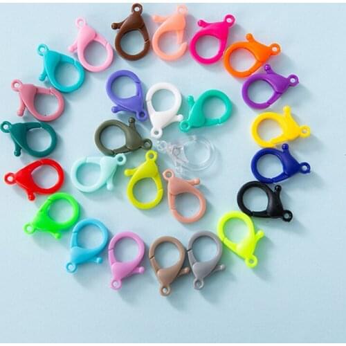 50Pcs/lot 35mm Multicolor Lobster Claw Clasps Hard Plastic Lobster Clasp Hook Clip DIY Crafts Key Chain Jewellery Accessories