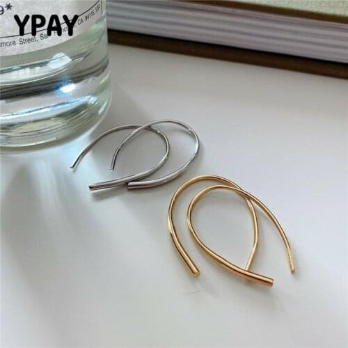 YPAY 100% Genuine 925 Sterling Silver Stud Earrings for Women Korea INS Simple U Shape Earring Fine Party Jewelry Gifts YME756
