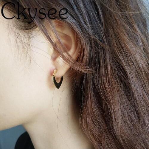 News Real 925 Sterling Silver Geometric Design Earrings For Women Fashion Simple Geometric Shape Earrings Daily All-Match Charm