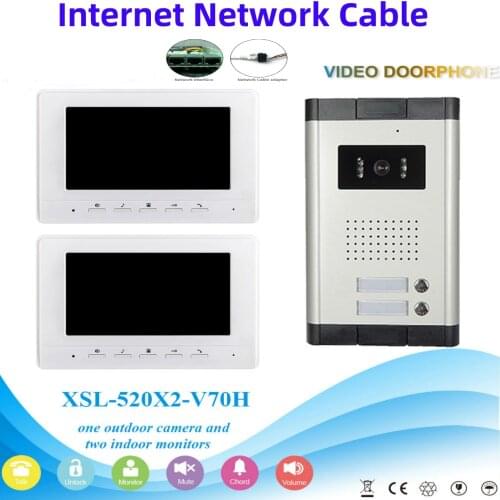 100 Meter Network Cable Home Security 7 Inch Monitor Video Door Phone Doorbell Two-way Audio Visual Intercom Lock Access System