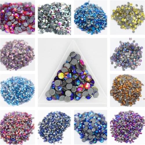 30 Colors Crystal AB Mix Glass Hot Fix Rhinestones For Clothing Decoration Garment Flat Back Iron On Rhinestone
