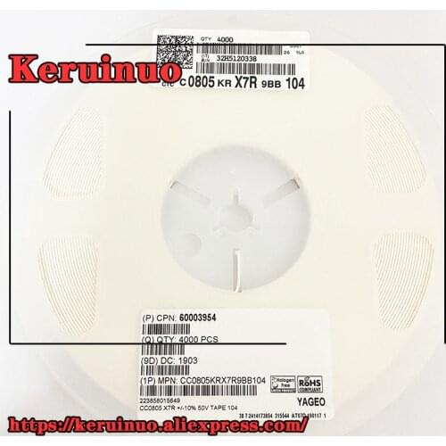 4000pcs 0805 100 nf 50V X7R new in stock
