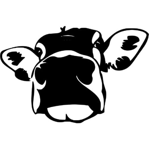 Car Stickers Funny Cow Big Face Decal Car Decoration Accessories Stickers Waterproof Cover Scratch Black/white, 14cm*9cm