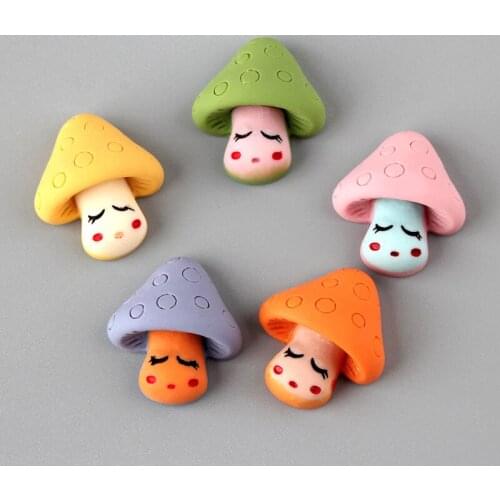 Free Shipping 10pcs 20*23mm Rubber solid Colors Resin Cabochons Kawaii Mushroom Cameo Button Stickers Fit Garment Ornament DIY