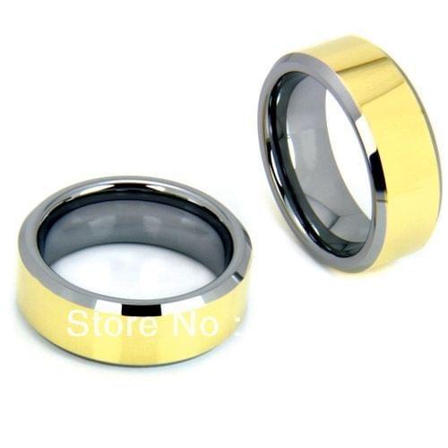 FREE SHIPPING!USA WHOLESALES CHEAP PRICE BRAZIL RUSSIA CANADA UK HOT SELLING 8MM BEVELED New GOLD TWO TONE TUNGSTEN WEDDING RING