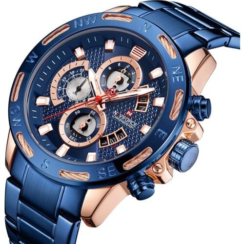 The New NAVIFORCE Luxury Brand For Men Casual Sports Stainless Steel Shock Resistant Calendar Alarm Waterproof Date Men’s Watch