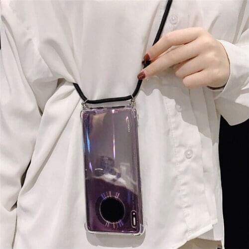 TPU Necklace Crossbody Lanyard Strap Case For Huawei Honor NOVA 5 5i 5T 20 PRO P20 LITE 2019 20S P Smart Z Y9 Prime 2019 8X Case