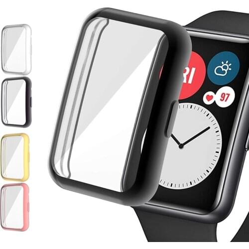 Plated Cover For Huawei Watch fit Case Smartwatch Accessories TPU Bumper All-Around Screen Protector Huawei Watch fit