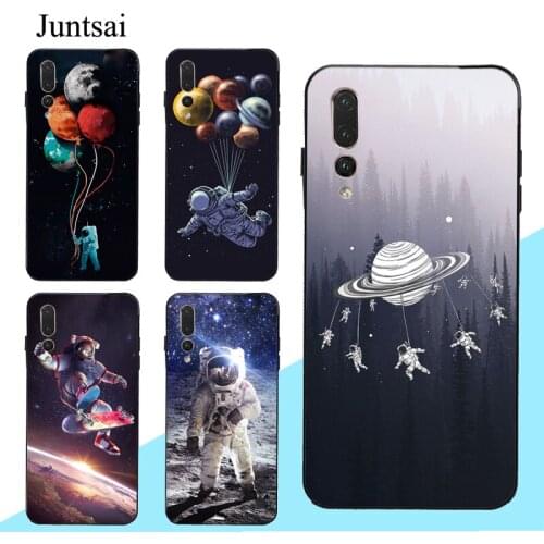 Black Galaxys Space Astronaut Case For Huawei P30 P40 P20 P10 Pro Lite Mate 10 20 30 Lite P Smart 2019 Z