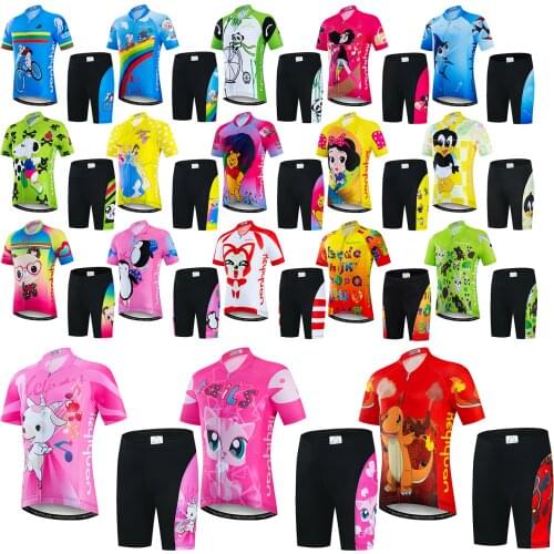 KEYIYUAN Kids Cycling Jersey Set Boy Girl Short Sleeve Summer MTB Cycle Clothing Child Bicycle Wear Sports Suit Roupa Ciclismo