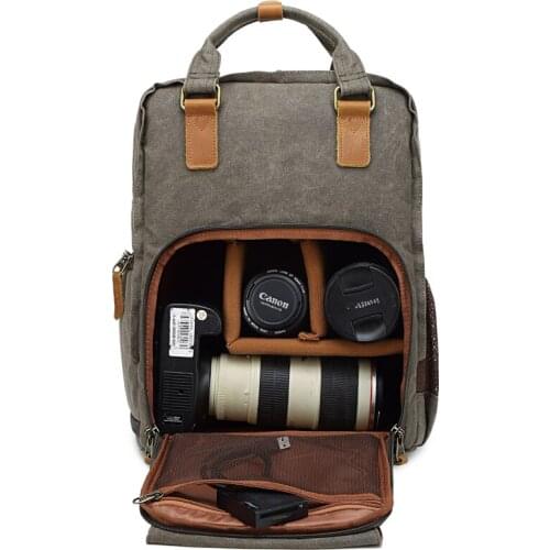 CAREELL C272 Canvas Digital SLR Photo Backpack Durable Photographer Padded Camera Bag for Camera Lens Flash Tripod Charger 272