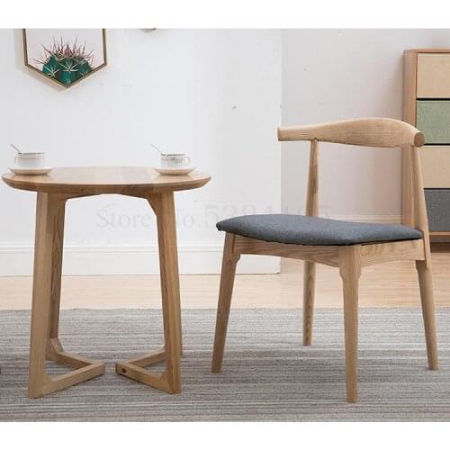 Chinese Dining Chair Solid Wood Restaurant Chair Nordic Coffee Shop Home Horn Chair Wood Y Tea Room Back
