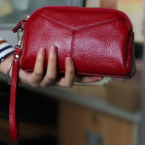 Chuwanglin Genuine Leather Clutch women Retro Ladies Long Card Clutch Womens Wallet Coin Pocket Purse Money Bag Lady G52904