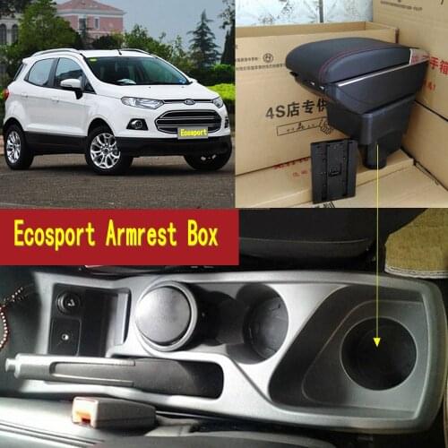 For Ford Ecosport armrest box central Store content box with cup holder ashtray USB Ecosport armrests box