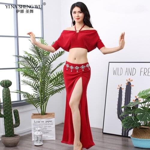 Belly Dance 2pcs Top Skirt For Women Practice Costumes Professional Oriental Dance Clothing Folk Dance Stage Performance Outfit