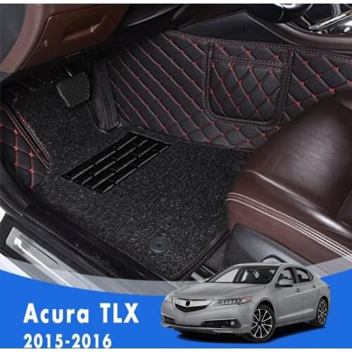 Car Floor Mats For Acura TLX 2016 2015 Luxury Double Layer Wire Loop Carpets Custom Auto Styling Interiors Accessories Covers