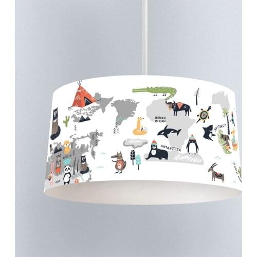 Lamp For Kids Bedrooms Light Chandelier for Living Room Childrens Room World Map Animals Model 290