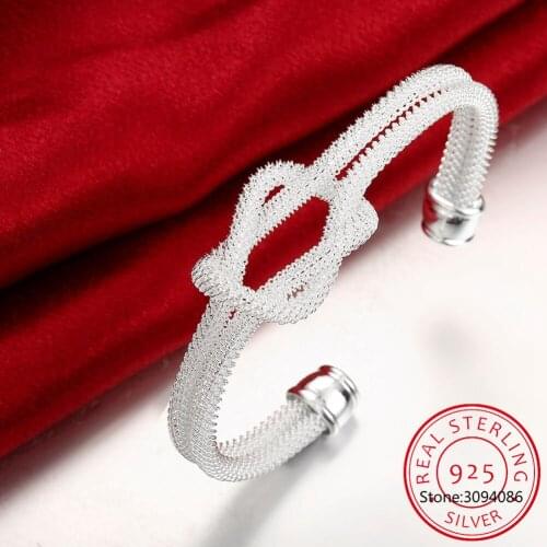 LEKANI 925 Sterling Silver Interwoven Web Bangle Bracelet For Woman Wedding Engagement Fashion Charm Party Jewelry