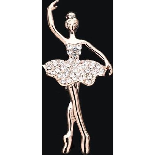 Fashion Shinning Crystal Dancing Girl Brooches Rhinestones Ballerina Brooch Pin Fashion Womens Decoration Pin