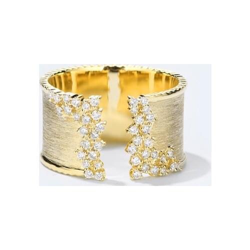 Fashion Gold Color Open Wide Rings for Women Crystal Zircon Adjustable Finger Ring Punk Party Hip Hop Jewelry Charm Gifts